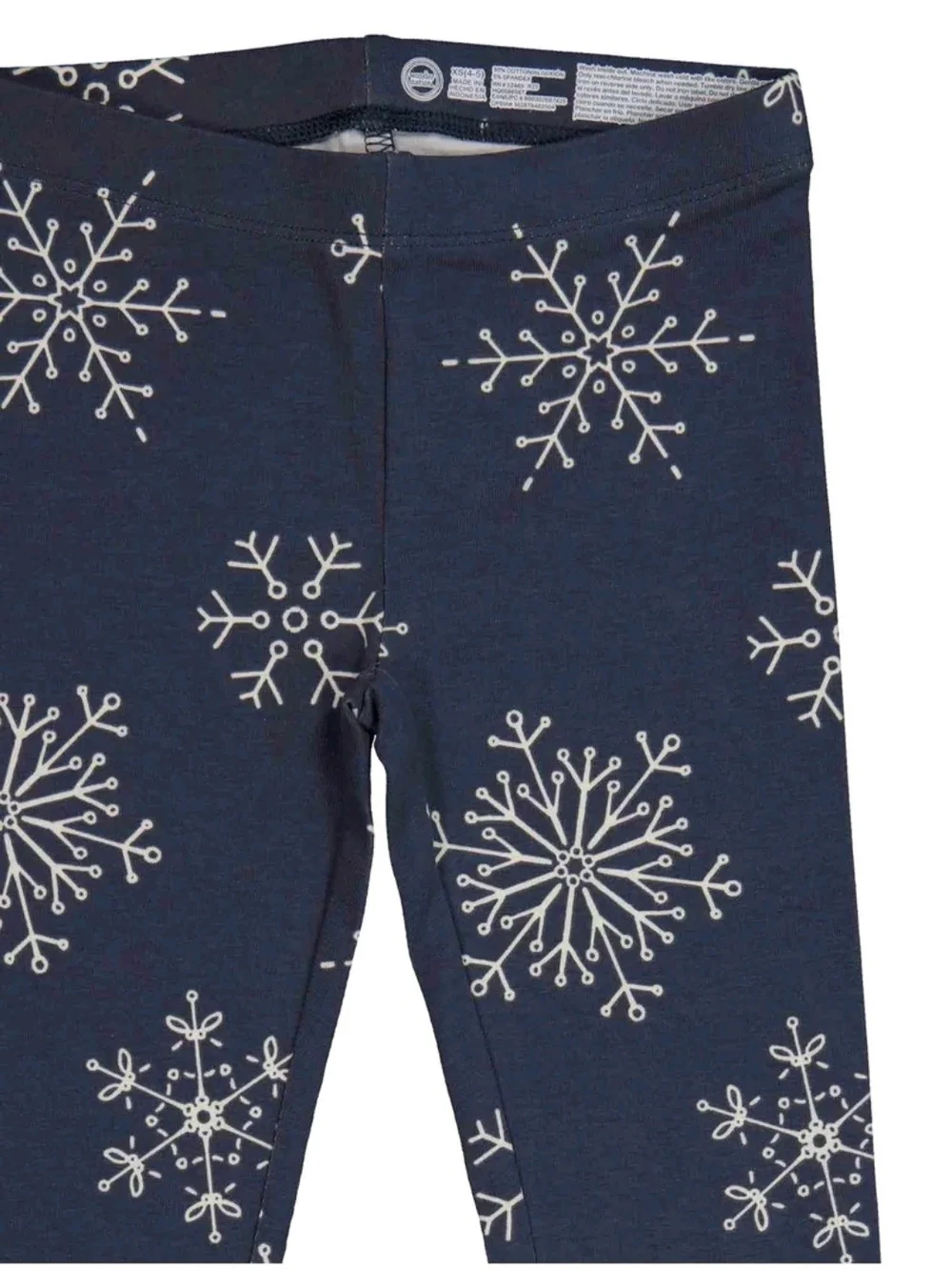 Navy Leggings with White Snowflake Print Girls Size L (10-12) NWT
